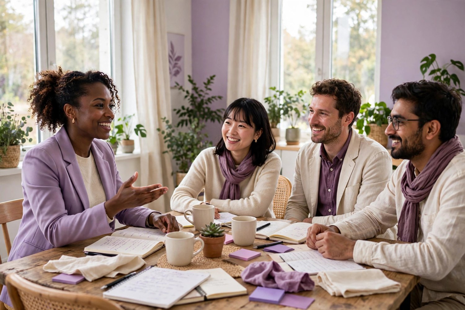 A facilitator leading a team workshop conversation